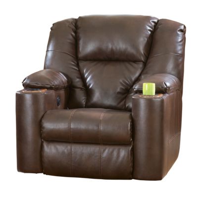 Home Solutions Brown DuraBlend Leather Power Home Theater Recliner 
