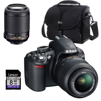 Nikon D-SLR Camera with 18-55mm Zoom Lens, Case and 8GB SD Card