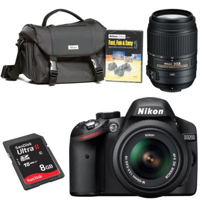 Nikon D-SLR Camera with 2 Lenses, Starter Kit and 8GB SD Card