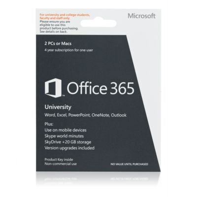 Microsoft Office 365 University Key Card (2 PCs or Macs) 79.99