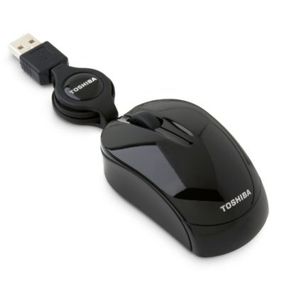 Toshiba Black USB Optical Retractable Mini Mouse