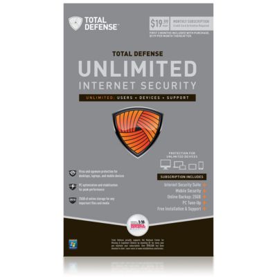 Total Defense Unlimited Internet Security 90-Day Subscription 19.99