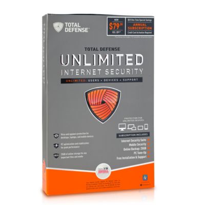 Total Defense Unlimited Internet Security Annual Subscription 79.99