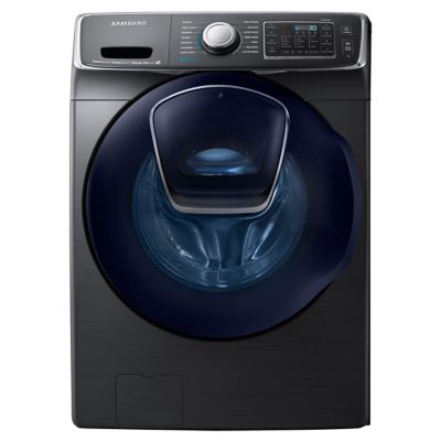 Samsung 5 Cu. Ft. Black Stainless Steel AddWash™ Front-Load Steam Washer (Pedestal Sold Separately)
