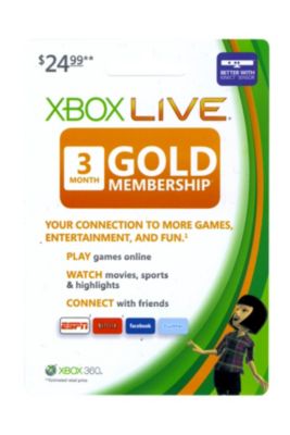 Xbox Live® 3 Month $24.99 Gold Subscription Card