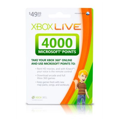 Xbox Live® 4000 Microsoft Points $49.99 Prepaid Card 49.99